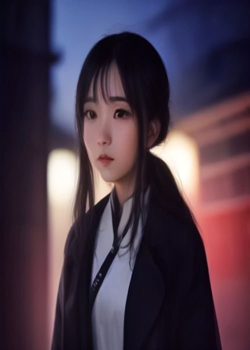 若菜的秘密剧中女主角雨夜独自伫立在老式书店门口，冷蓝色调光线透出孤独与心事